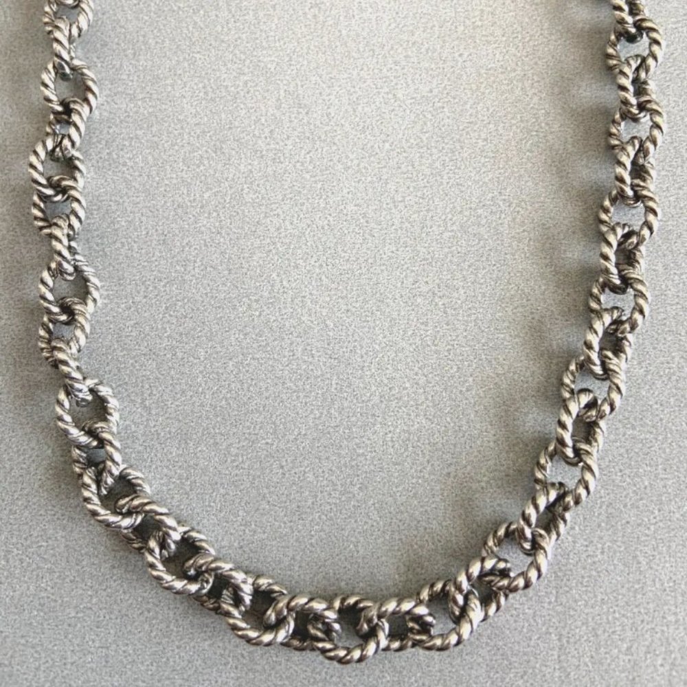 CAROLYN POLLACK 925 20" HEAVY Rope Textured Rolo Link Cable Chain Necklace 50 GR